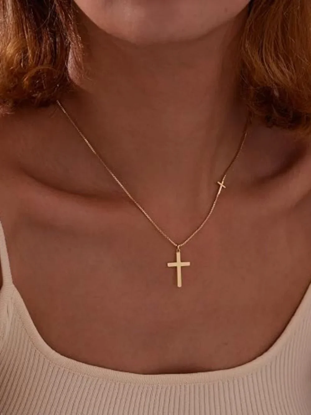 Cross Necklace for Women Teen Girls, Dainty 14K Gold Silver Plated Cross Choker